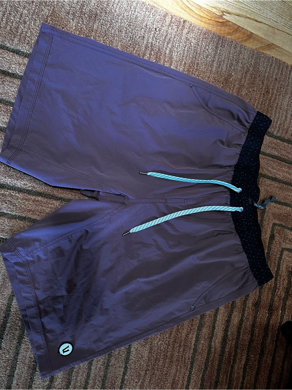 Mauve Athletic Swim/Board Shorts with Contrast Drawstring